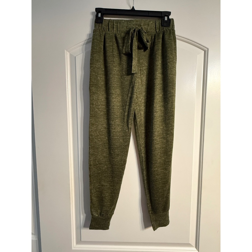 Jockey Jogger Pants XS Olive Green NEW Ribbed Knit Better Basics Lounge Cozycore